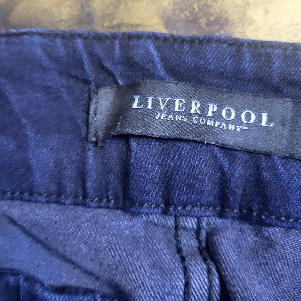 Liver Pool‎ Women's Jeans Elastic Waist Leggings, Navy Blue, Size 14/32